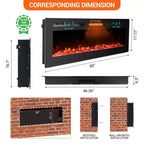 60" Ultra-Thin Electric Fireplace, Wall & Recessed Mount, 144 Colors, 750W/1500W