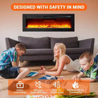60" Ultra-Thin Electric Fireplace, Wall & Recessed Mount, 144 Colors, 750W/1500W