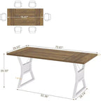 70.8" Farmhouse Dining Table for 4-6, Industrial Wood & Metal Legs