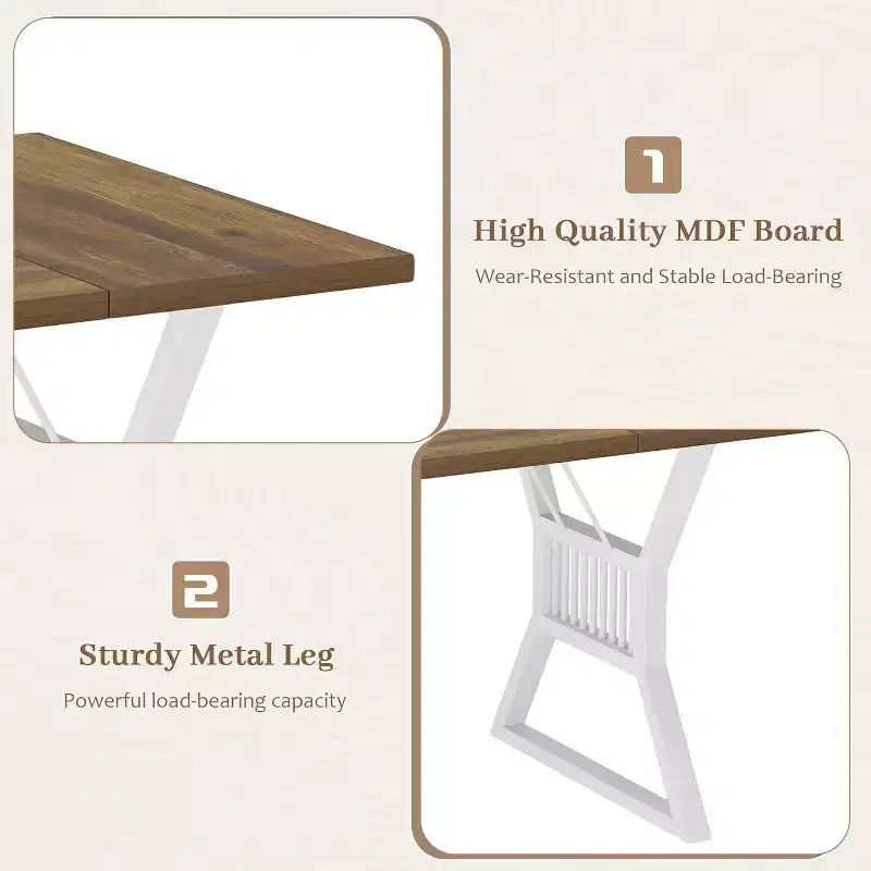 70.8" Farmhouse Dining Table for 4-6, Industrial Wood & Metal Legs