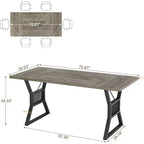 70.8" Farmhouse Dining Table for 4-6, Industrial Wood & Metal Legs