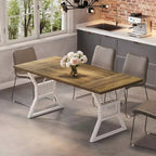 70.8" Farmhouse Dining Table for 4-6, Industrial Wood & Metal Legs