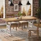 70.8" Farmhouse Dining Table for 4-6, Industrial Wood & Metal Legs