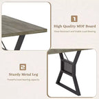 70.8" Farmhouse Dining Table for 4-6, Industrial Wood & Metal Legs
