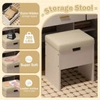 41.3" Makeup Vanity Table with Sliding Mirror, 3 Drawers & Cabinets