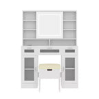 41.3" Makeup Vanity Table with Sliding Mirror, 3 Drawers & Cabinets