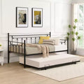 Twin Metal Daybed with Pull-Out Trundle, Convertible Sofa Bed Frame