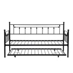 Bunk Rectangular Twin Size Metal Daybed Couch Pull Out Trundle Sofa Bed 2 in 1 Convertible Sleeper Daybed Sofa Bed Frame for Bedroom Living Room