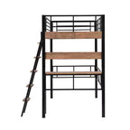 Metall-Hochbett mit Schreibtisch & Ablageregalen für Kinder & Jugendliche