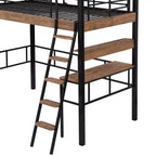 Metall-Hochbett mit Schreibtisch & Ablageregalen für Kinder & Jugendliche