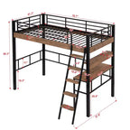 Metall-Hochbett mit Schreibtisch & Ablageregalen für Kinder & Jugendliche