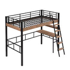 Metall-Hochbett mit Schreibtisch & Ablageregalen für Kinder & Jugendliche