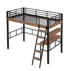 Metall-Hochbett mit Schreibtisch & Ablageregalen für Kinder & Jugendliche