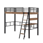 Metall-Hochbett mit Schreibtisch & Ablageregalen für Kinder & Jugendliche