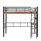 Metall-Hochbett mit Schreibtisch & Ablageregalen für Kinder & Jugendliche