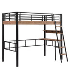 Metall-Hochbett mit Schreibtisch & Ablageregalen für Kinder & Jugendliche