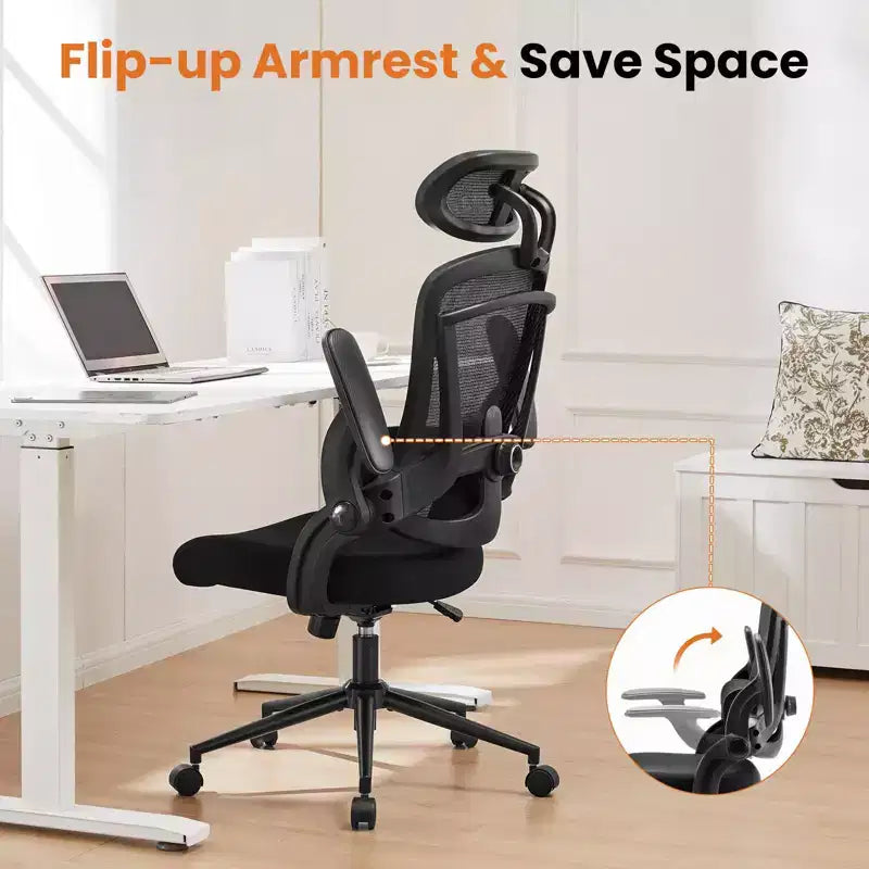 Modern Ergonomic Office Chair with Headrest, Lumbar Support & Swivel Base