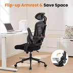 Moderner ergonomischer Bürostuhl mit Kopfstütze, Lordosenstütze und Drehfuß