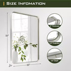 Aluminum Alloy Rectangle Wall Mirror, Rounded Corners, Silver, 50x32 in.