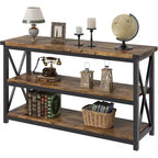 47" Industrial Console Table with 3 Storage Shelves for Entryway & Living Room