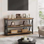 47" Industrial Console Table with 3 Storage Shelves for Entryway & Living Room