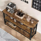 47" Industrial Console Table with 3 Storage Shelves for Entryway & Living Room
