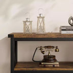 47" Industrial Console Table with 3 Storage Shelves for Entryway & Living Room