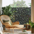 72" Outdoor Privacy Screen Room Divider with Galvanized Frame, Black