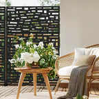 72" Outdoor Privacy Screen Room Divider with Galvanized Frame, Black
