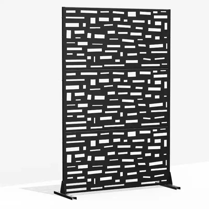 72" Outdoor Privacy Screen Room Divider with Galvanized Frame, Black