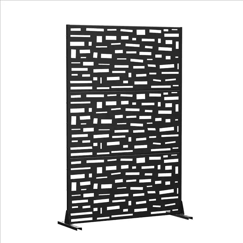 72" Outdoor Privacy Screen Room Divider with Galvanized Frame, Black