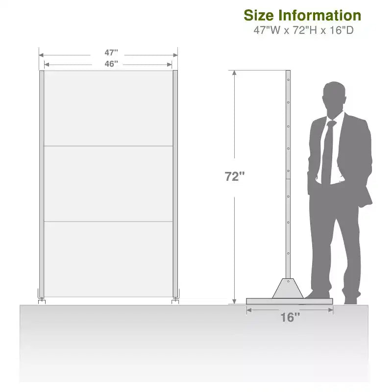 72" Outdoor Privacy Screen Room Divider with Galvanized Frame, Black