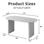 67" Oval Wood Dining Table for 4-6, Farmhouse Modern Style