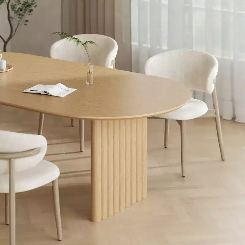 67" Oval Wood Dining Table for 4-6, Farmhouse Modern Style