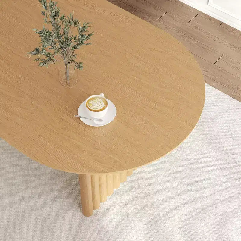 67" Oval Wood Dining Table for 4-6, Farmhouse Modern Style