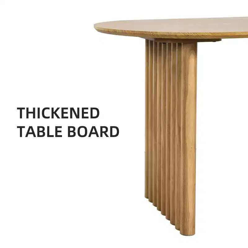 67" Oval Wood Dining Table for 4-6, Farmhouse Modern Style