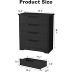 Kommode & Schubladenschrank aus Holz mit 4 Schubladen für Schlafzimmer, Schrank & Flur