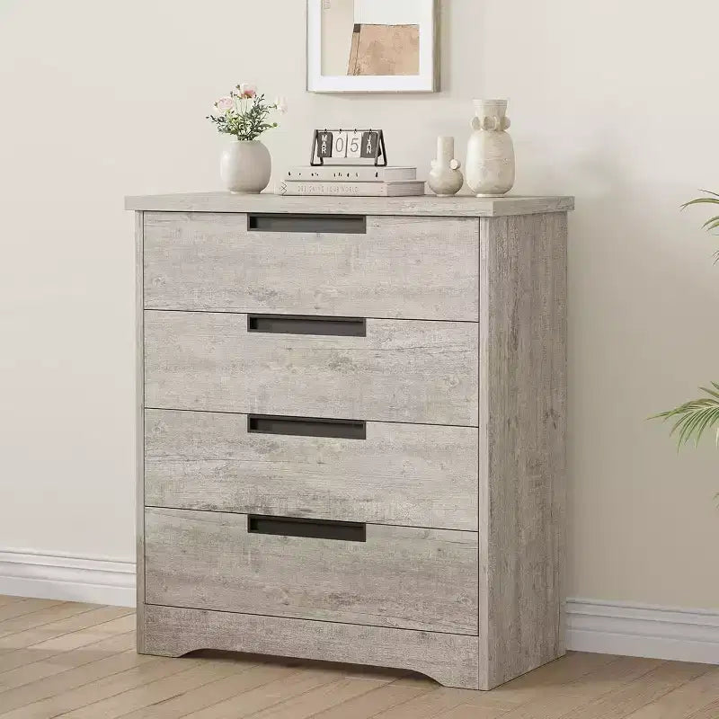 4-Drawer Wooden Dresser & Chest of Drawers for Bedroom, Closet & Hallway