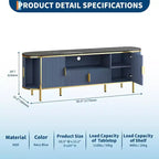 70" Fluted TV Stand with Faux Marble Top & Sliding Doors, Fits TVs up to 80"