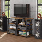 4-Tier AV Media Stand with Power Outlet & Adjustable Shelves, Corner TV Console