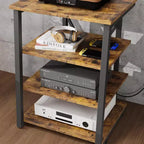 4-Tier AV Media Stand with Power Outlet & Adjustable Shelves, Corner TV Console