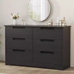 Dresser with 6 Drawer for Bedroom, Storage cabinet Drawers with Handles, Wooden Dresser Organizer for Living Room, Nursery, Hallway,Black