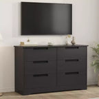 Holzkommode mit 6 Schubladen und Griffen, Schwarz, für Schlaf- und Wohnzimmer