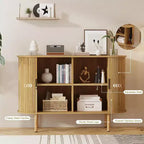 47" Fluted Storage Cabinet with Sliding Doors & Adjustable Shelves