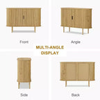 47" Fluted Storage Cabinet with Sliding Doors & Adjustable Shelves