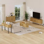 47" Fluted Storage Cabinet with Sliding Doors & Adjustable Shelves