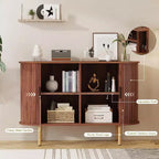 47" Fluted Storage Cabinet with Sliding Doors & Adjustable Shelves