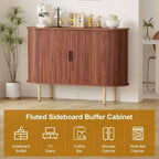 47" Fluted Storage Cabinet with Sliding Doors & Adjustable Shelves