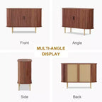 47" Fluted Storage Cabinet with Sliding Doors & Adjustable Shelves
