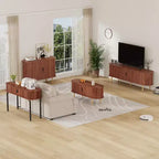 47" Fluted Storage Cabinet with Sliding Doors & Adjustable Shelves